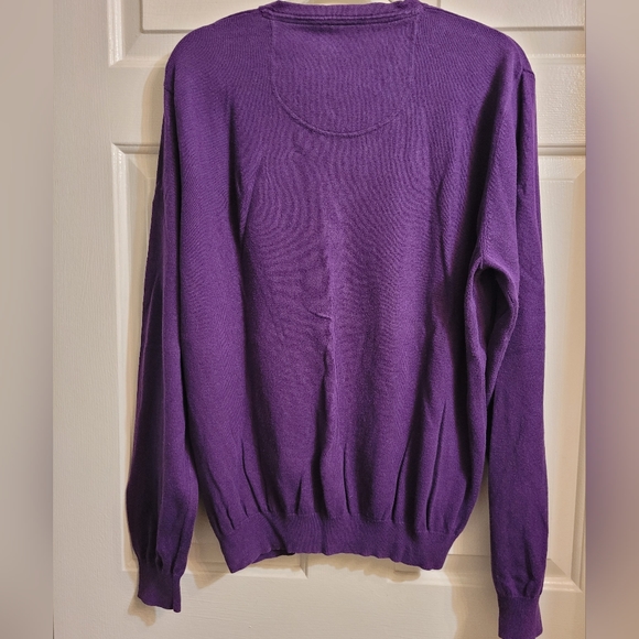 Foxcroft Cotton Cashmere V Neck Sweater Purple XL - Picture 2 of 3